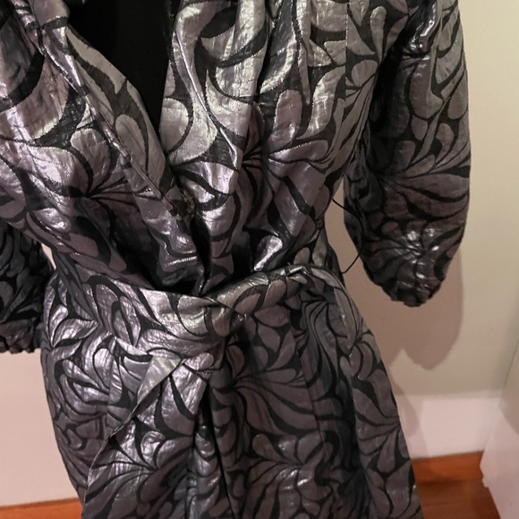 ❤️ Brian Dales Very Rare Steel Grey / Print Blazer Coat with Puff Sleeves - Picture 4 of 10